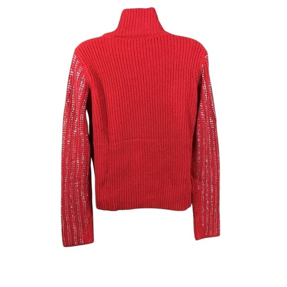 INC International Concepts Women’s Small Red Metallic Turtleneck Sweater - Picture 9 of 16